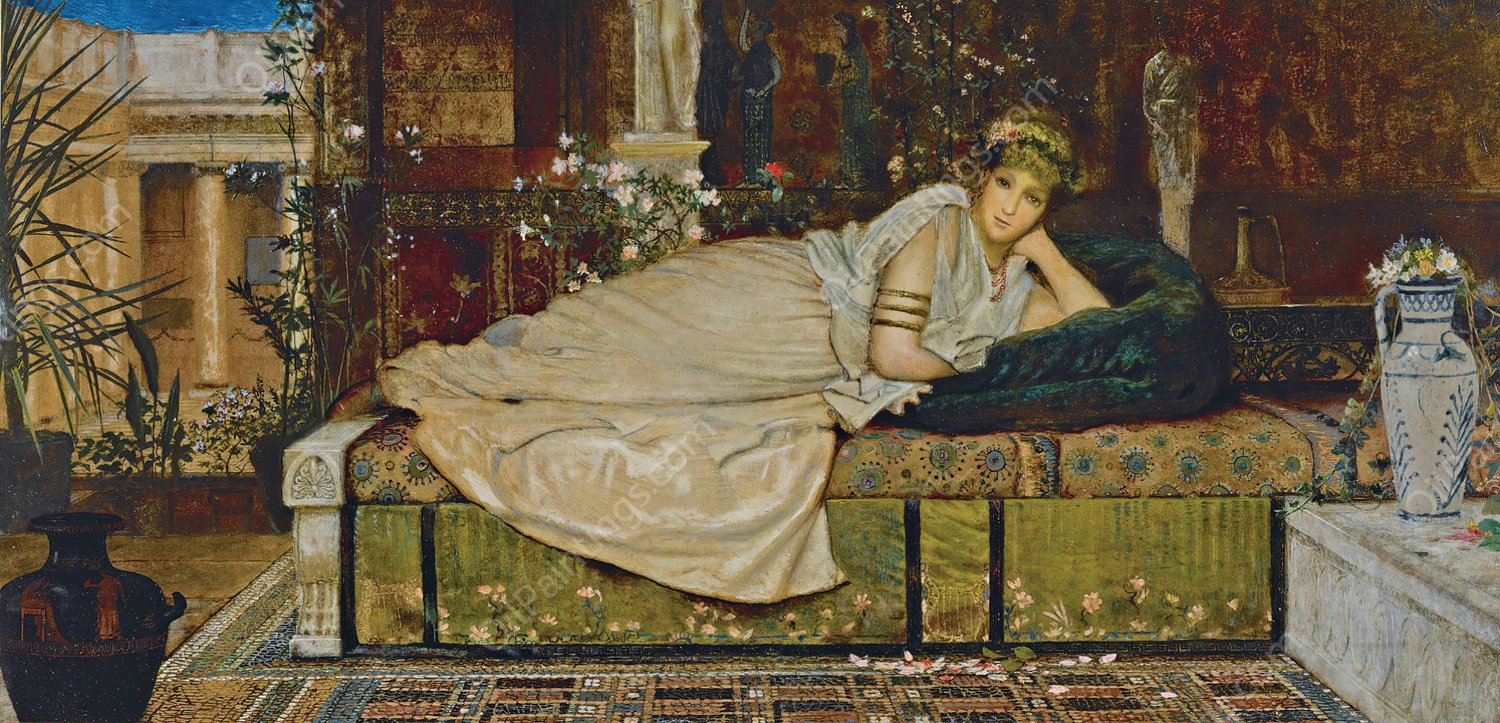 A Lady in a Classical Interior  by John Atkinson Grimshaw - Hand-Painted Oil Painting Reproduction