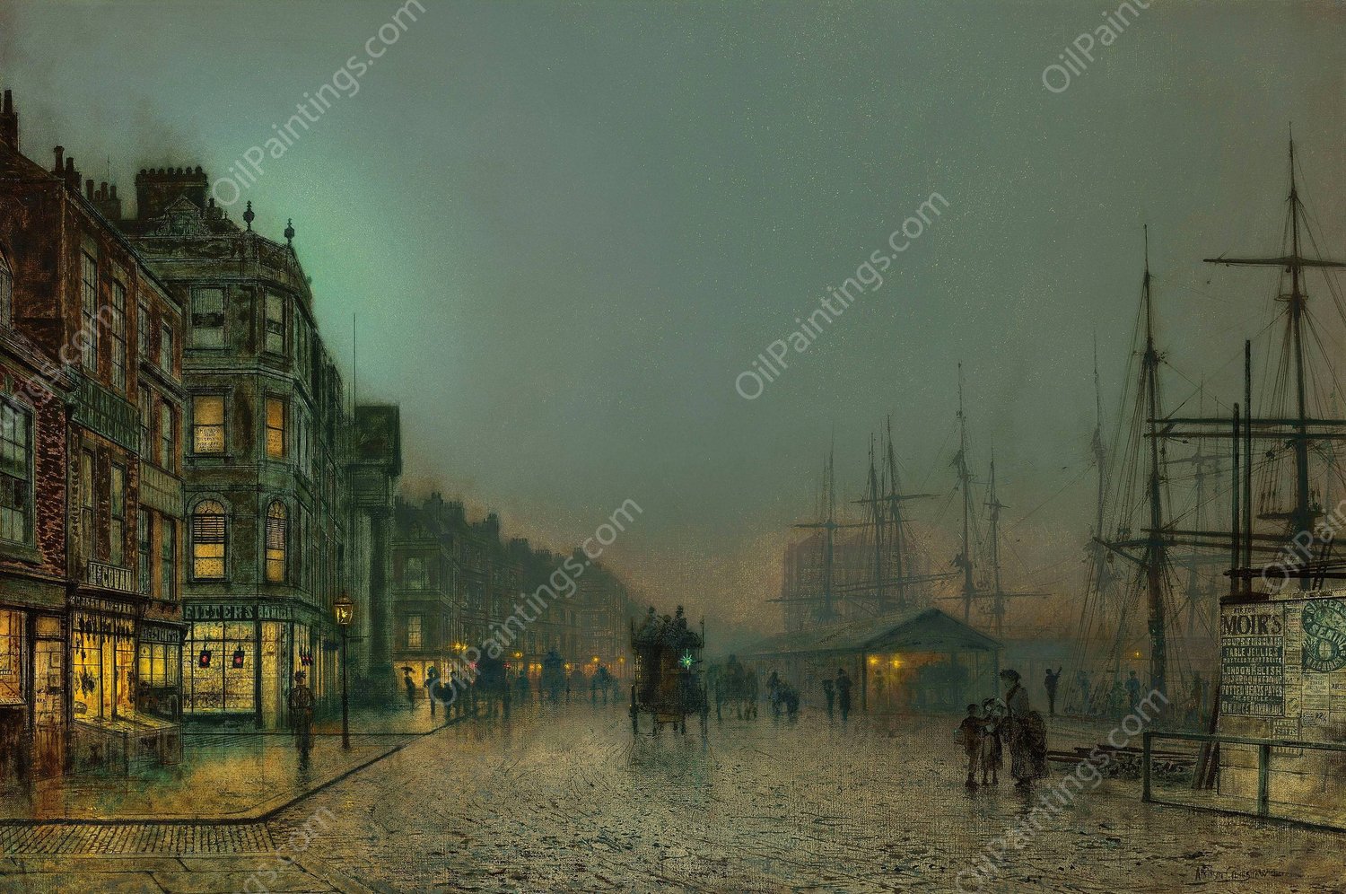 Liverpool Lights by John Atkinson Grimshaw - Hand-Painted Oil Painting Reproduction