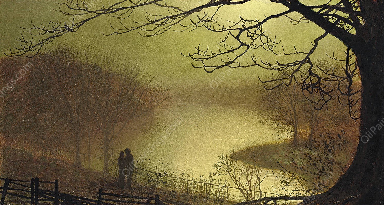 Roundhay Lake  by John Atkinson Grimshaw - Hand-Painted Oil Painting Reproduction