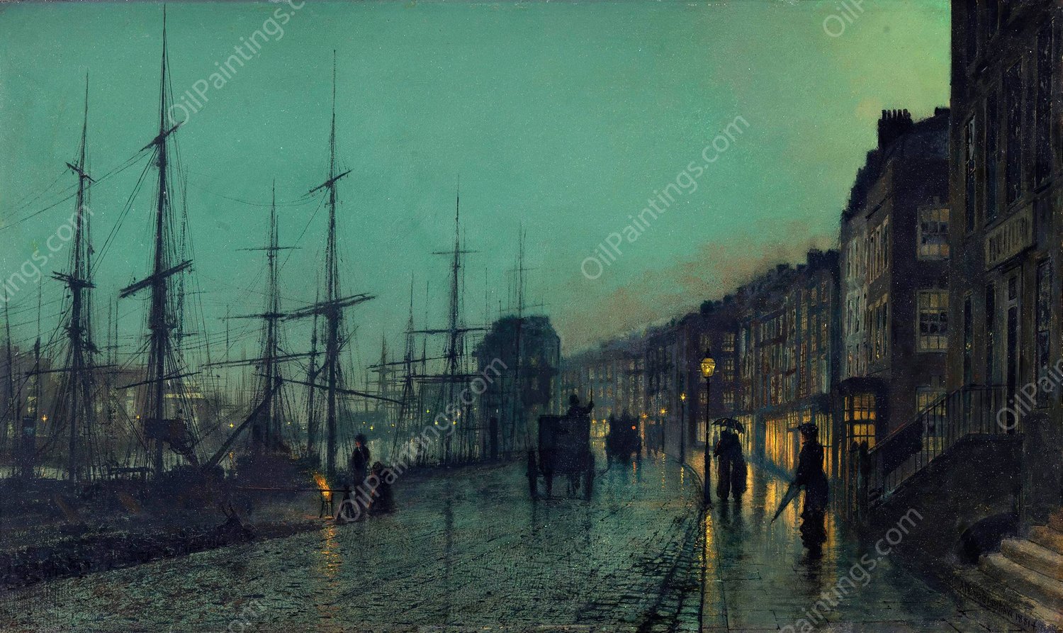 Shipping on the Clyde  by John Atkinson Grimshaw - Hand-Painted Oil Painting Reproduction