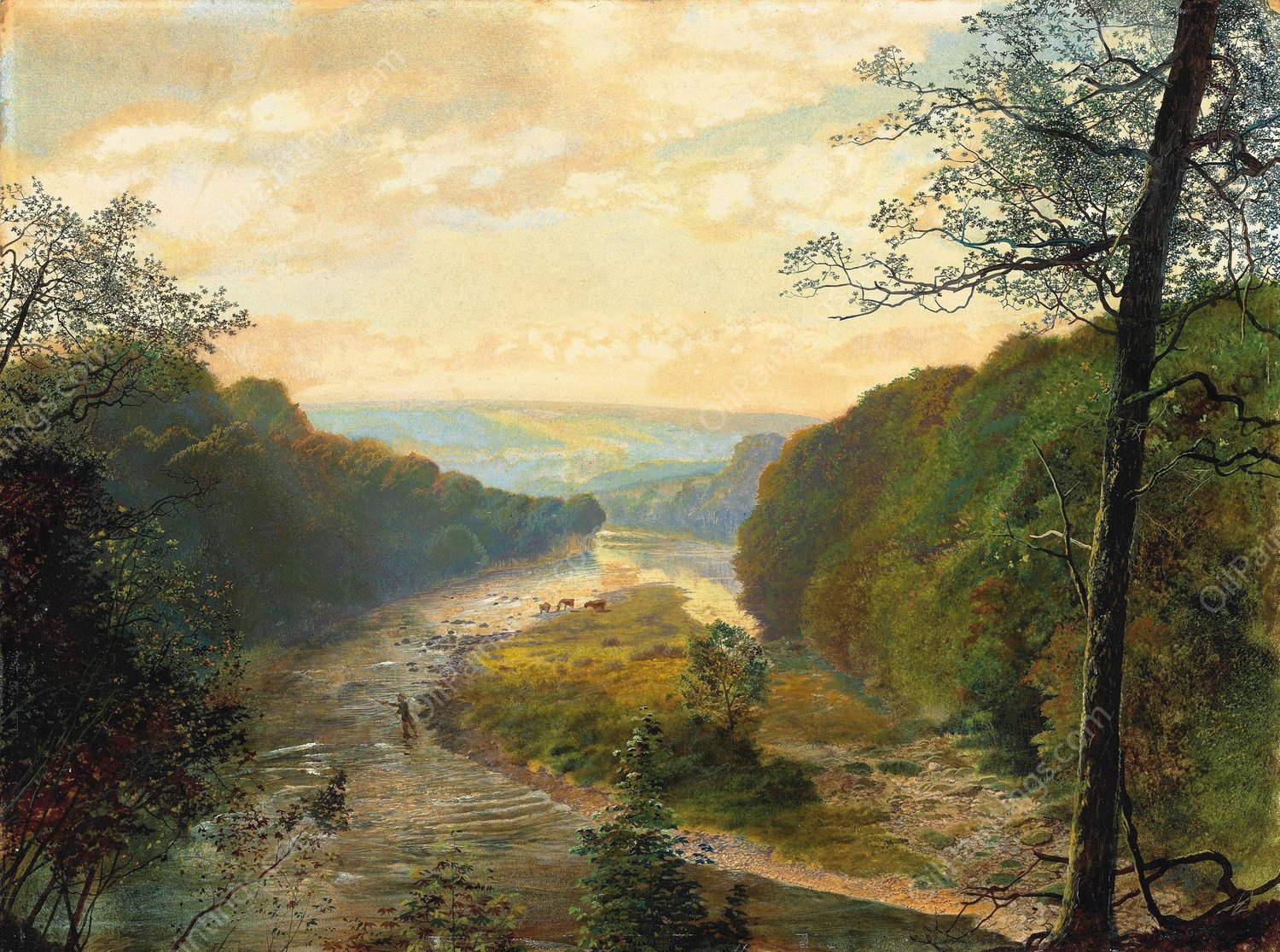 The Wharfe valley, with Barden Tower beyond  by John Atkinson Grimshaw - Hand-Painted Oil Painting Reproduction