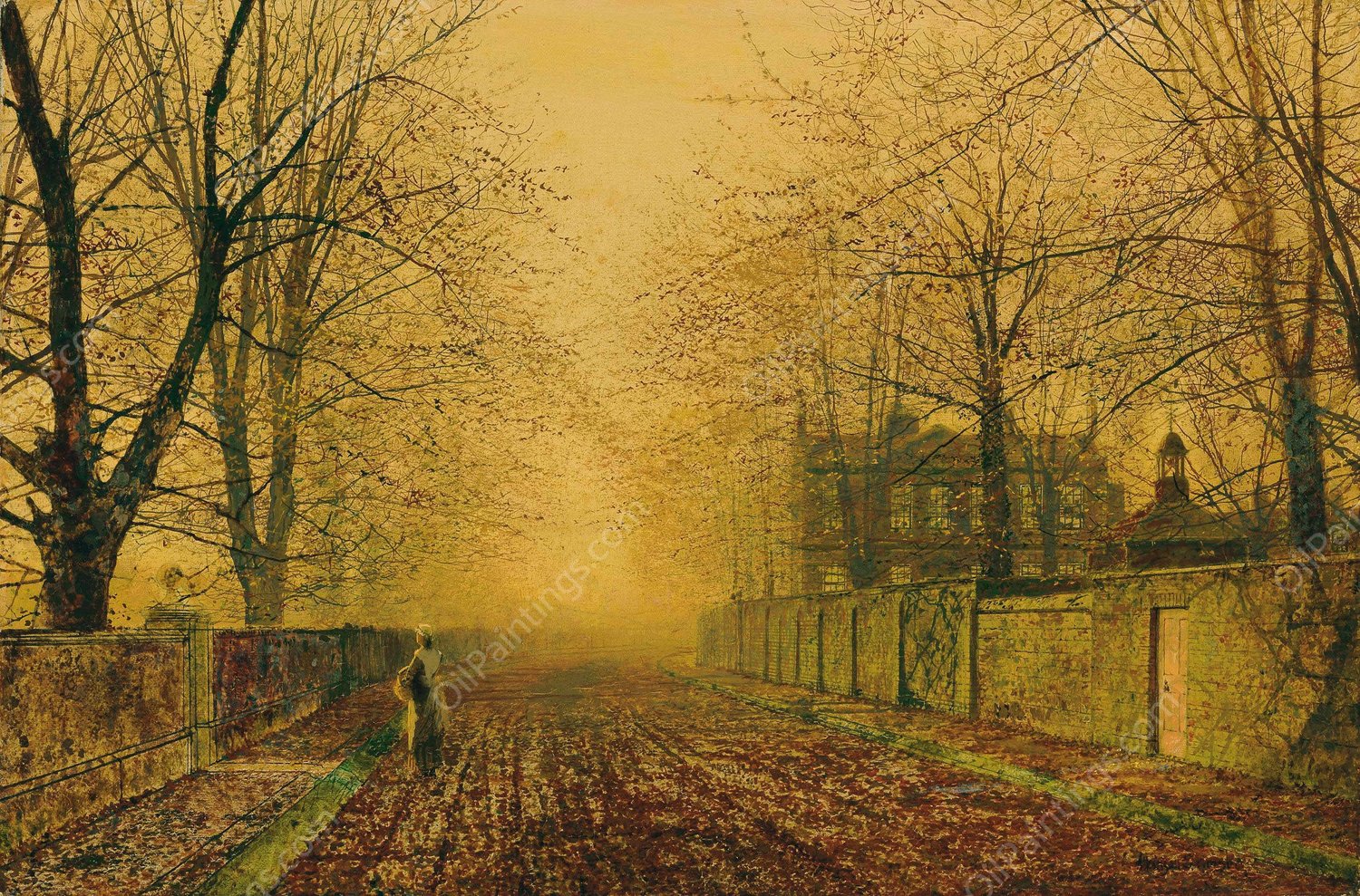 Under The Beeches by John Atkinson Grimshaw - Hand-Painted Oil Painting Reproduction