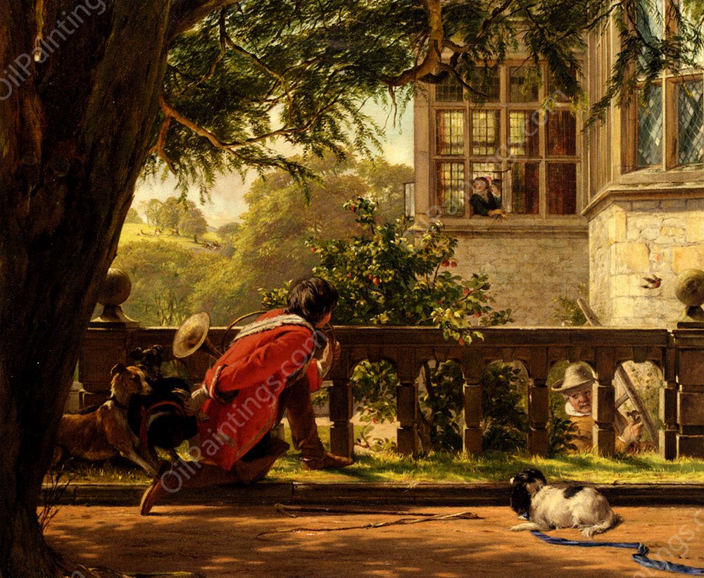 A Hunting Morning by John Callcott Horsley - Hand-Painted Oil Painting Reproduction