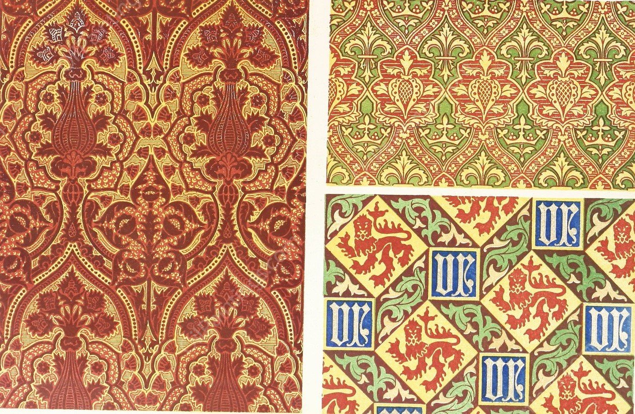 Brocade for Upholstery Work, and Wall Papers, in the Style of the Fifteenth Century  by John Charles Robinson - Hand-Painted Oil Painting Reproduction