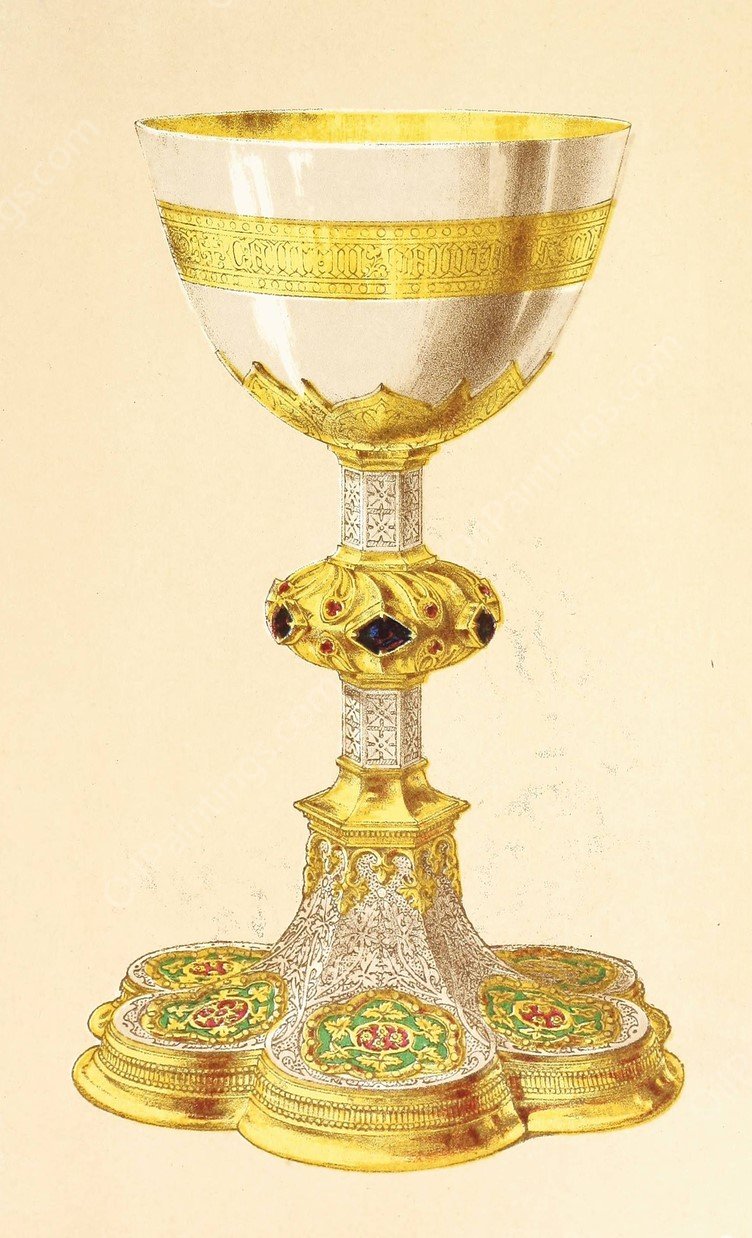 Chalice, in the Style of the Fifteenth Century, in Silver, Parcel Gilt and Enamelled  by John Charles Robinson - Hand-Painted Oil Painting Reproduction