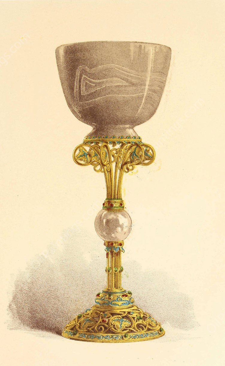 Cup, or Chalice, in Oriental Onyx, mounted in Enamelled Gold  by John Charles Robinson - Hand-Painted Oil Painting Reproduction