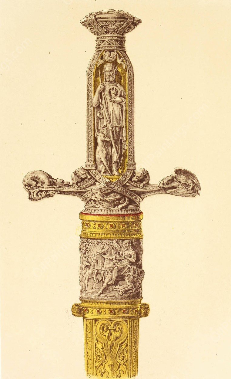 Hunting-Sword, with Hilt and Scabbard in Silver and Gilt Bronze  by John Charles Robinson - Hand-Painted Oil Painting Reproduction