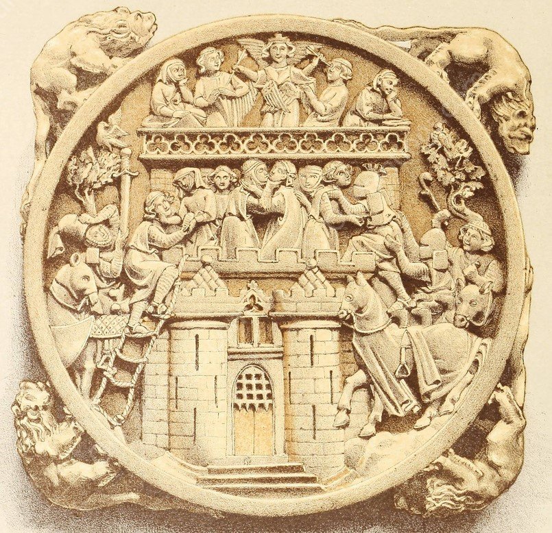 Mirror Case of the Fourteenth Century, in Carved Ivory  by John Charles Robinson - Hand-Painted Oil Painting Reproduction