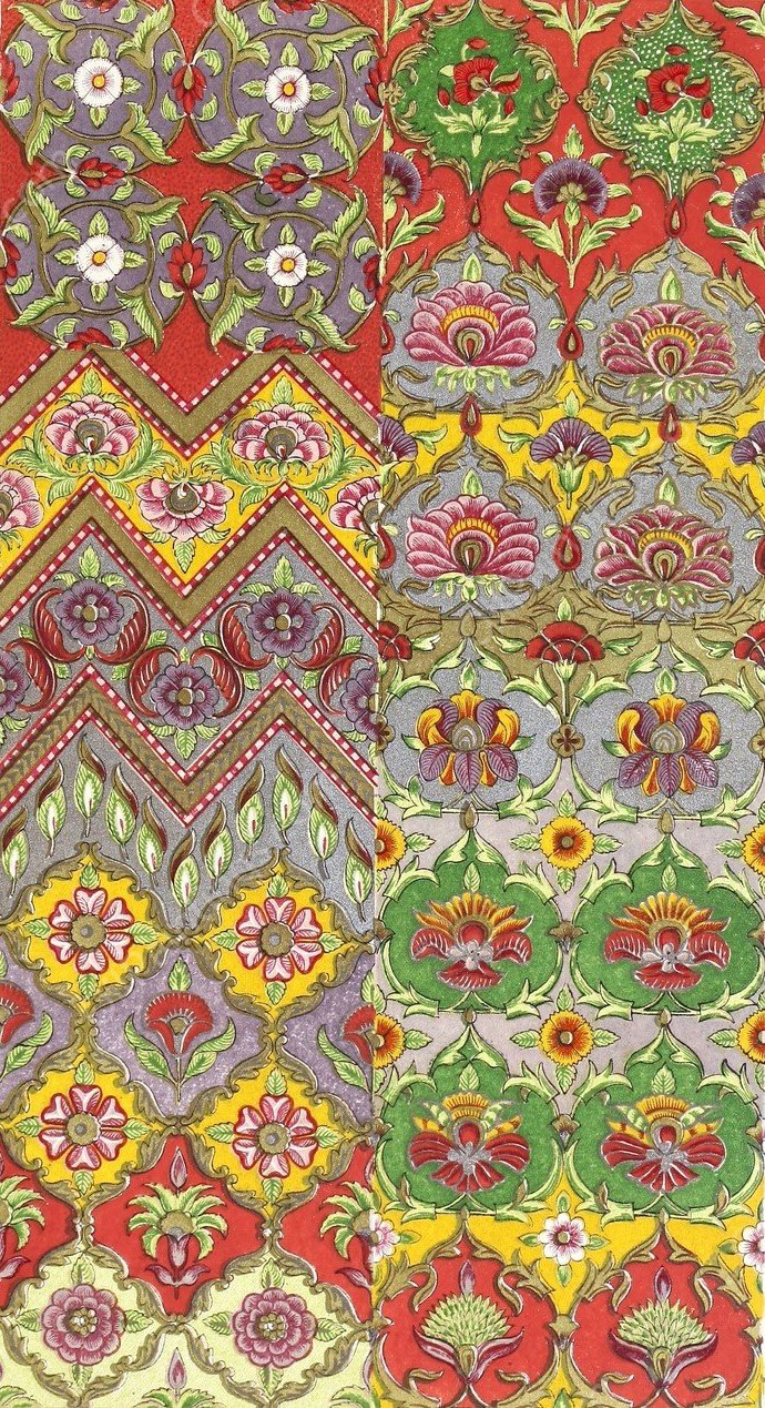 Sheet of Persian Designs for Textile Fabrics  by John Charles Robinson - Hand-Painted Oil Painting Reproduction