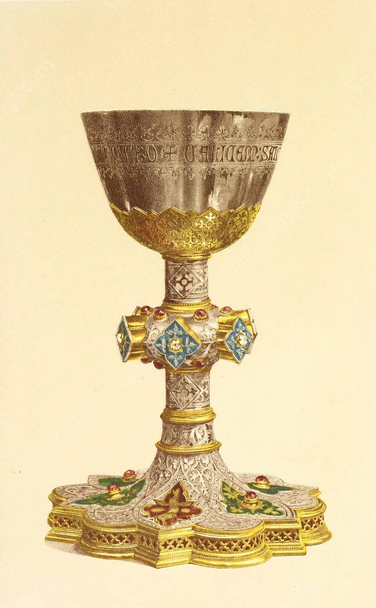 Silver Chalice in the Style of the Fifteenth Century  by John Charles Robinson - Hand-Painted Oil Painting Reproduction