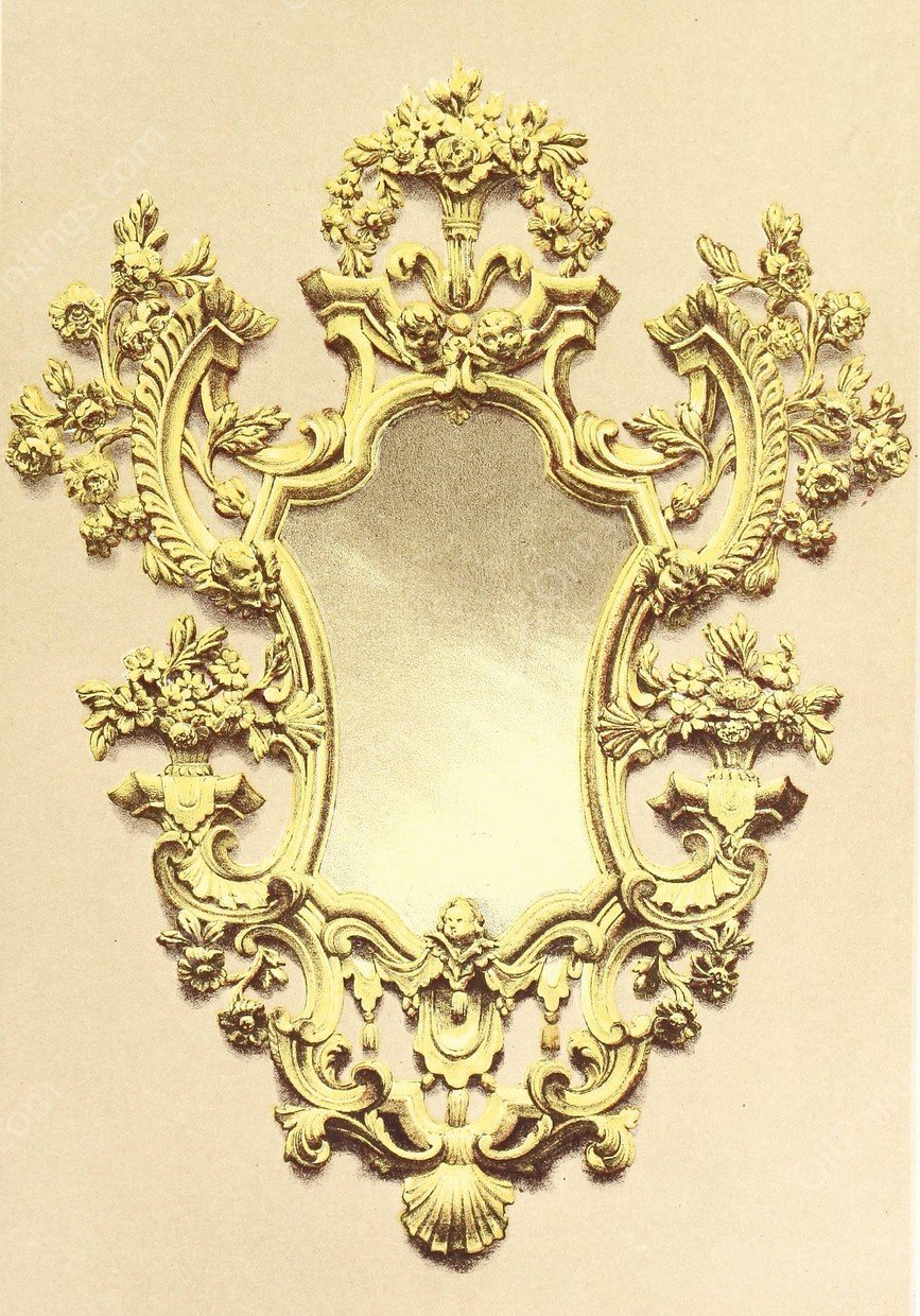 Small Mirror Frame, in Carved and Gilded Wood. Venetian  by John Charles Robinson - Hand-Painted Oil Painting Reproduction