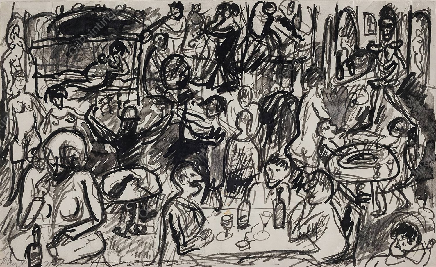 Natteliv  by John Christensen - Hand-Painted Oil Painting Reproduction