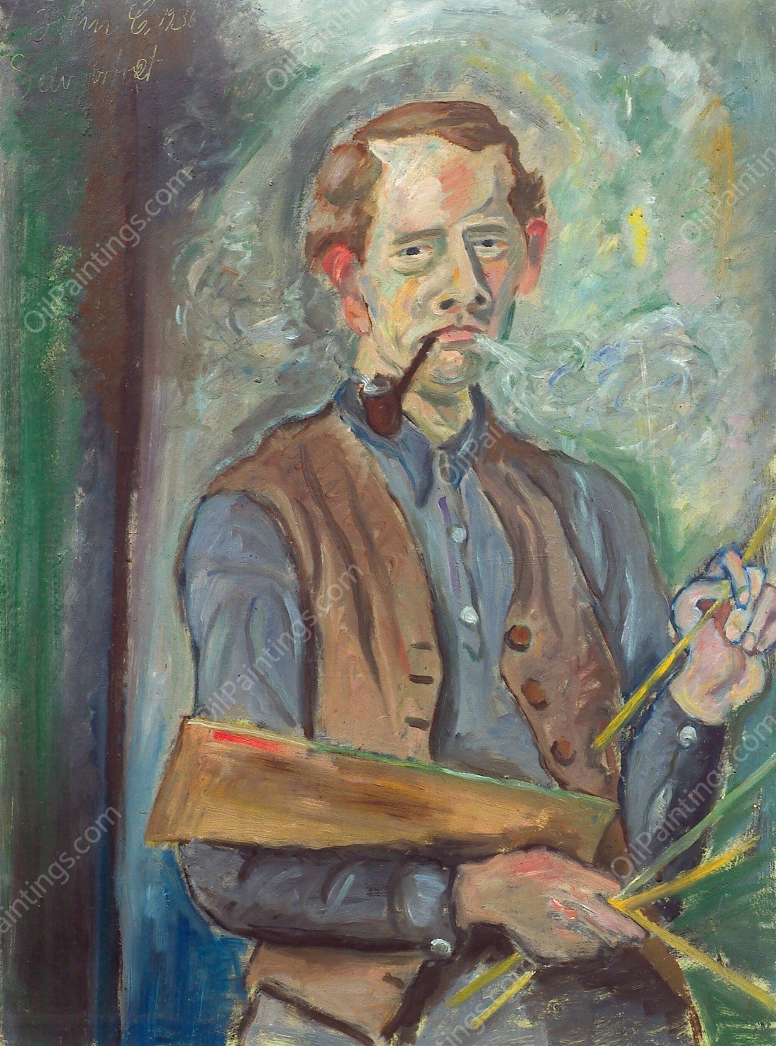 Self-Portrait  by John Christensen - Hand-Painted Oil Painting Reproduction