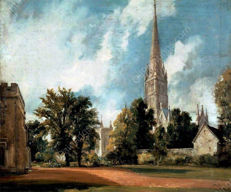Salisbury Cathedral from the Close by John Constable - Hand-Painted Oil Painting Reproduction