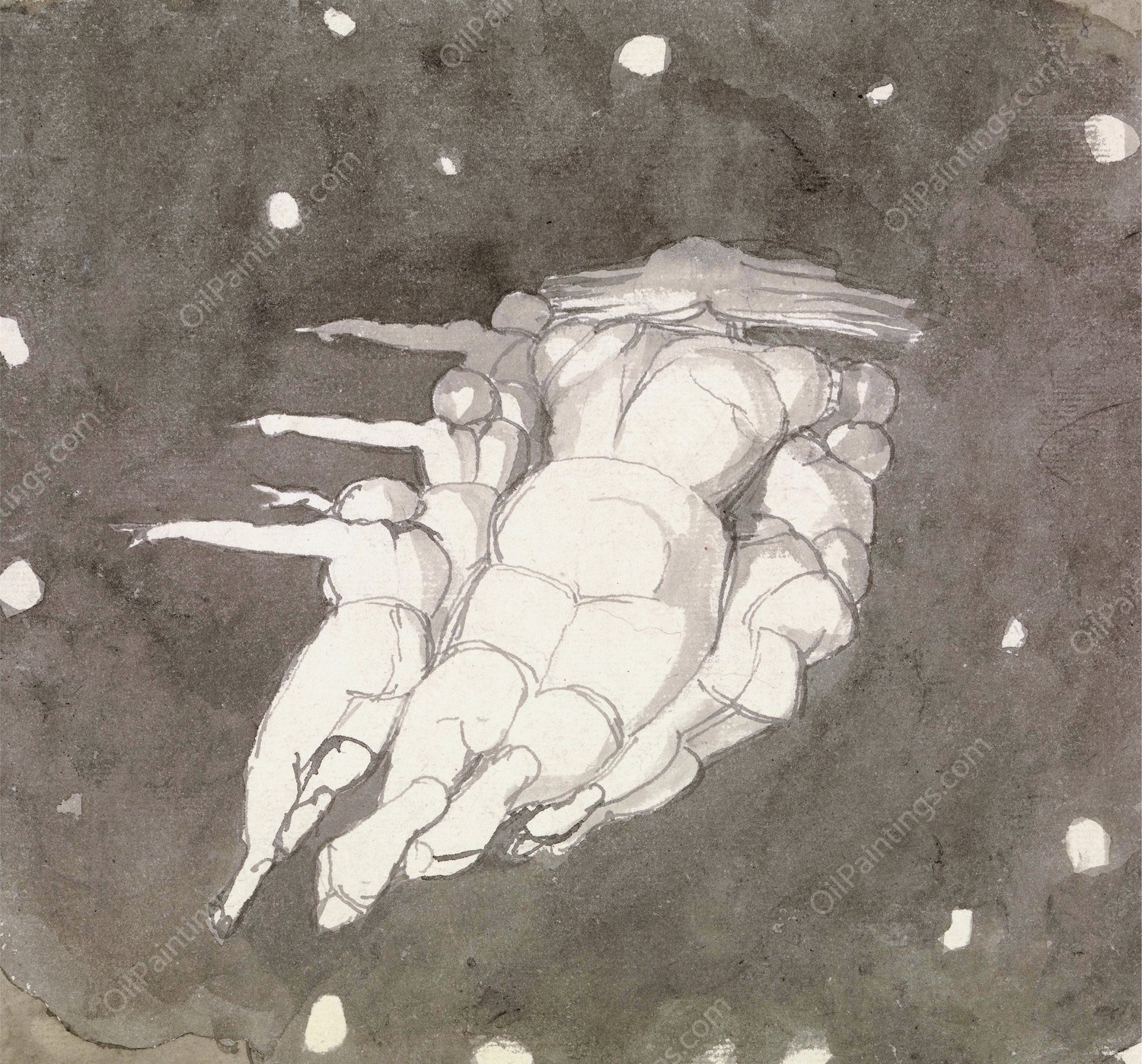 The Creation of the Heavens  by John Flaxman - Hand-Painted Oil Painting Reproduction