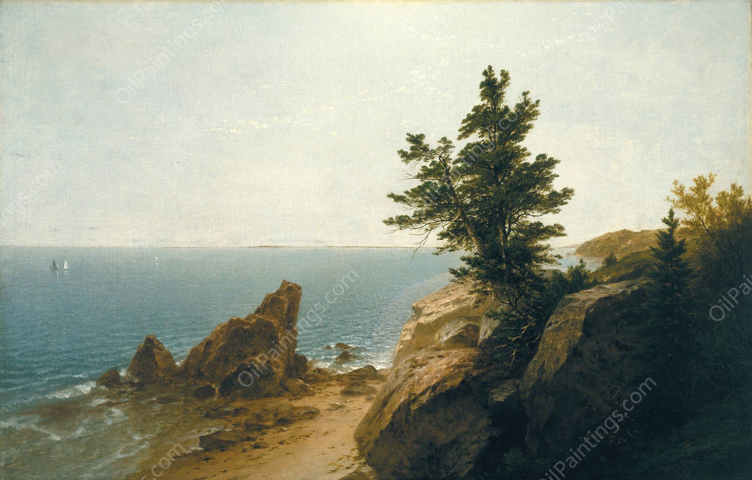 Coast Scene  by John Frederick Kensett - Hand-Painted Oil Painting Reproduction