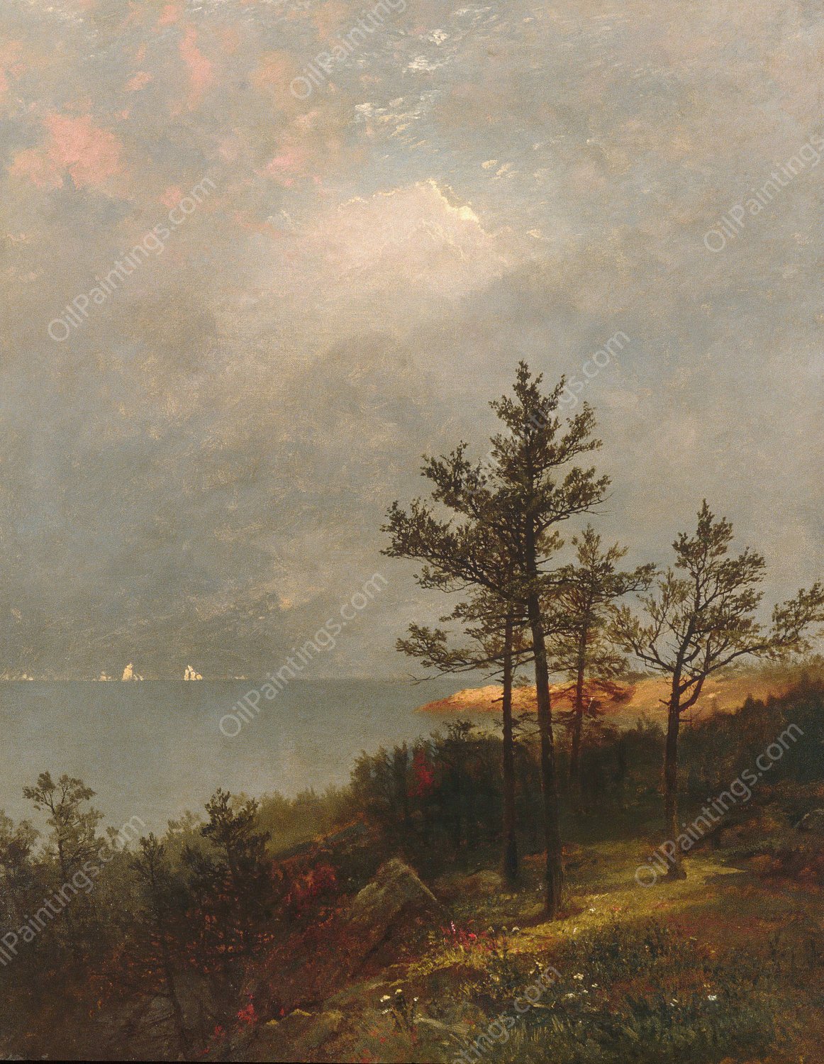 Gathering Storm on Long Island Sound  by John Frederick Kensett - Hand-Painted Oil Painting Reproduction