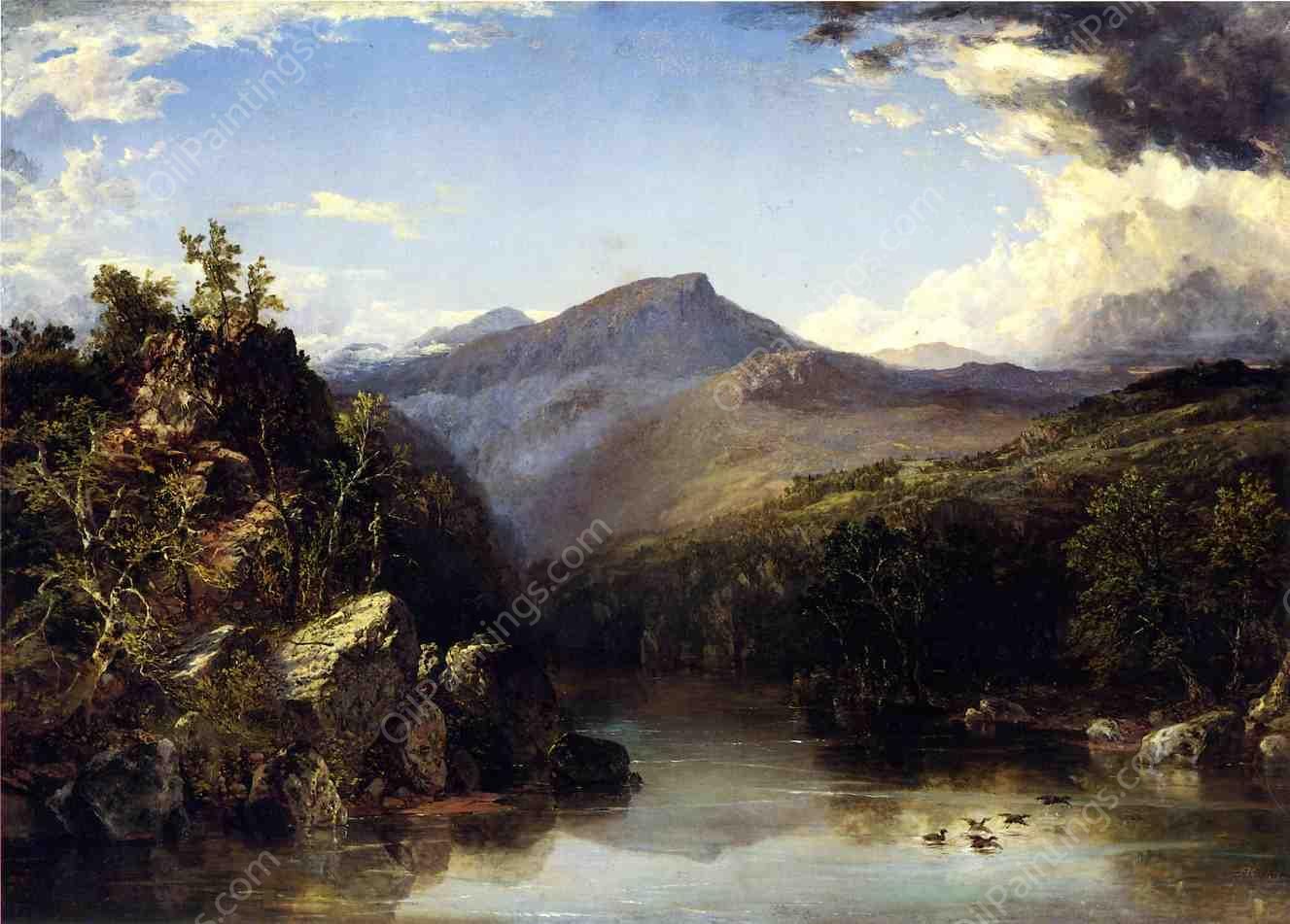 Landscape also known as A Reminiscence of the White Mountains by John Frederick Kensett - Hand-Painted Oil Painting Reproduction