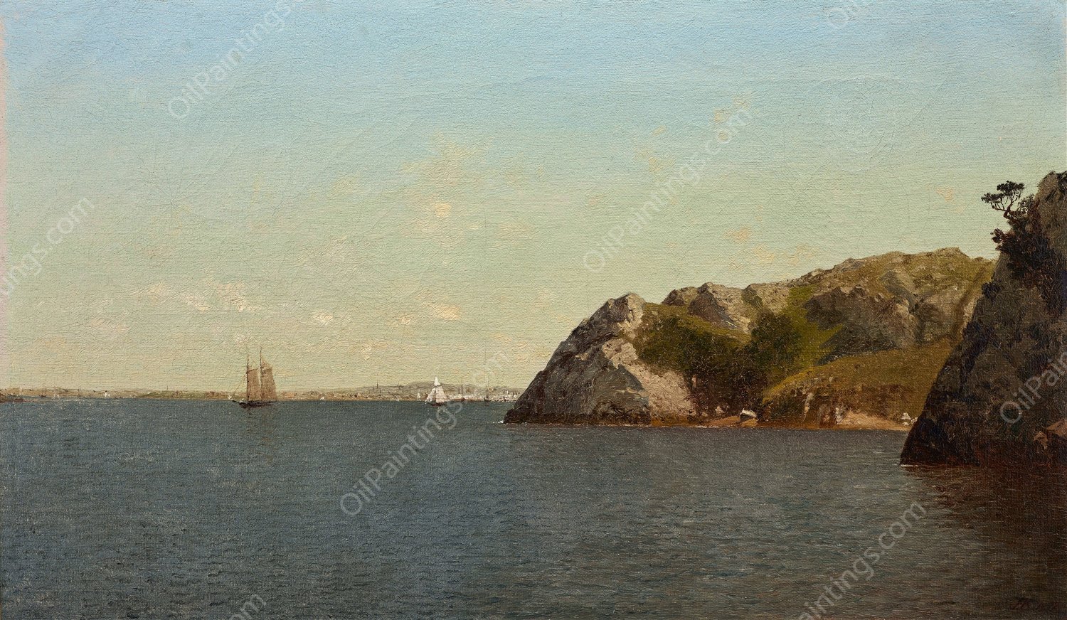 Newport, Rhode Island  by John Frederick Kensett - Hand-Painted Oil Painting Reproduction