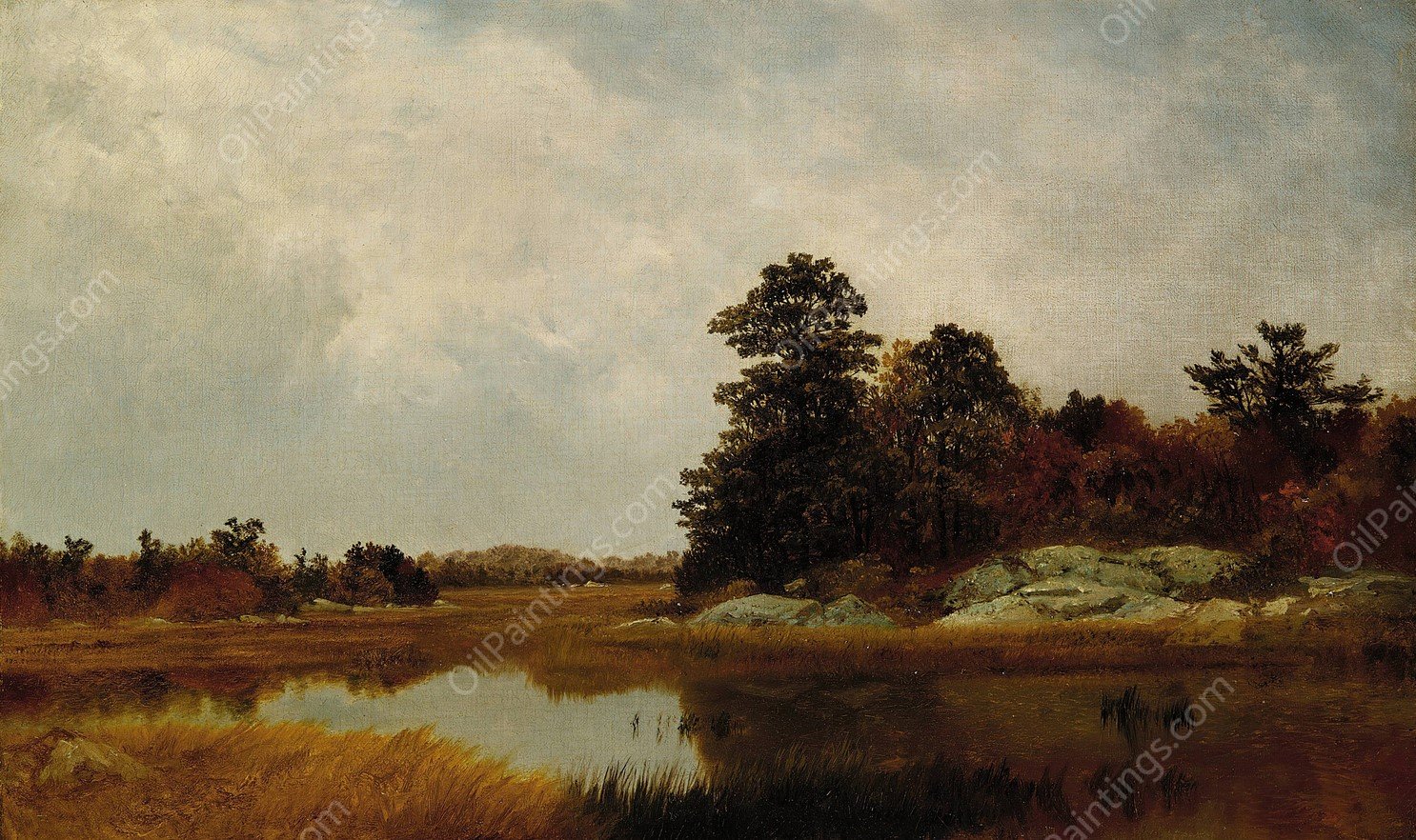 October in the Marshes  by John Frederick Kensett - Hand-Painted Oil Painting Reproduction