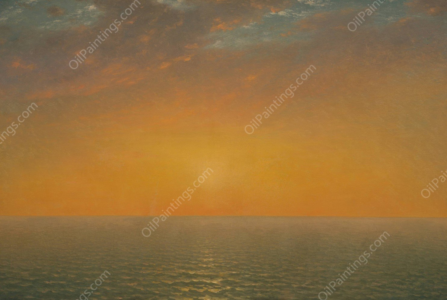 Sunset on the Sea  by John Frederick Kensett - Hand-Painted Oil Painting Reproduction