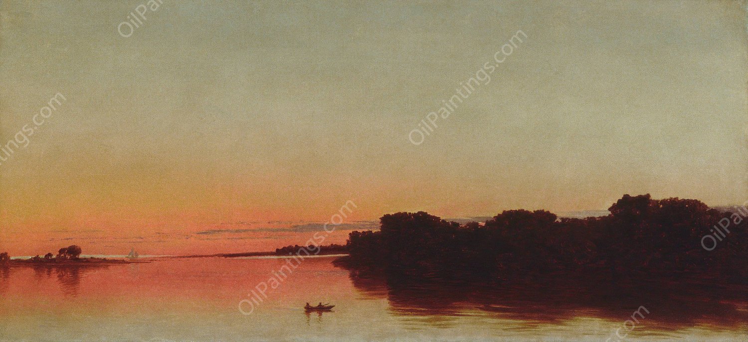 Twilight on the Sound, Darien, Connecticut  by John Frederick Kensett - Hand-Painted Oil Painting Reproduction