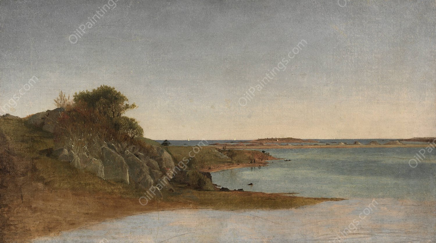 View near Newport  by John Frederick Kensett - Hand-Painted Oil Painting Reproduction