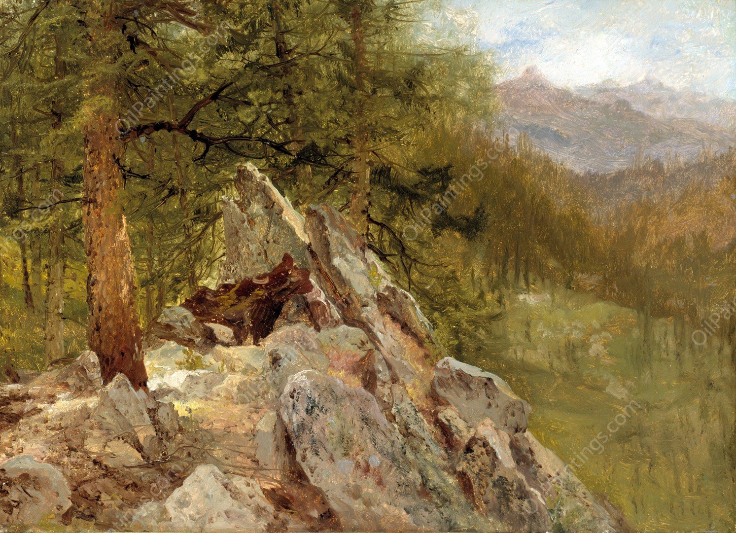 Western Landscape  by John Frederick Kensett - Hand-Painted Oil Painting Reproduction