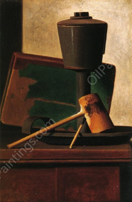 Still Life with Pipe, Oil Lamp and Book by John Frederick Peto - Hand-Painted Oil Painting Reproduction
