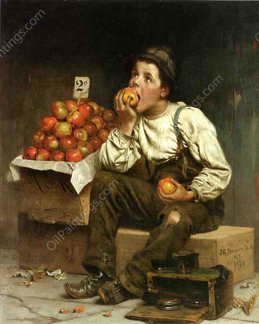 Eating the Profits by John George Brown - Hand-Painted Oil Painting Reproduction