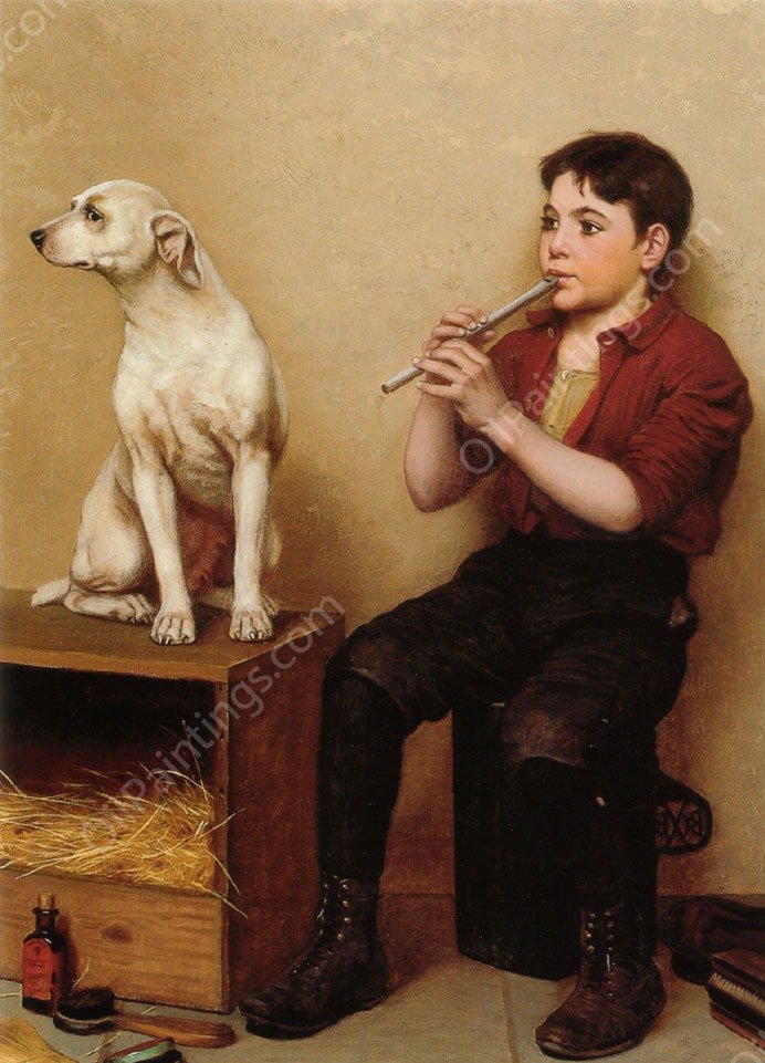 Music Hath No Charms by John George Brown - Hand-Painted Oil Painting Reproduction