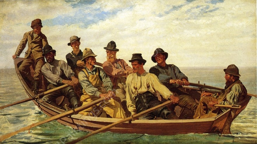 Pull for the Shore by John George Brown - Hand-Painted Oil Painting Reproduction