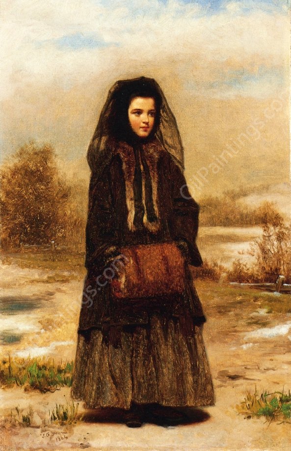 The Fur Muff by John George Brown - Hand-Painted Oil Painting Reproduction