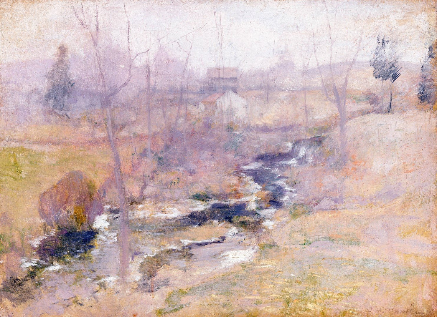 End of Winter  by John Henry Twachtman - Hand-Painted Oil Painting Reproduction