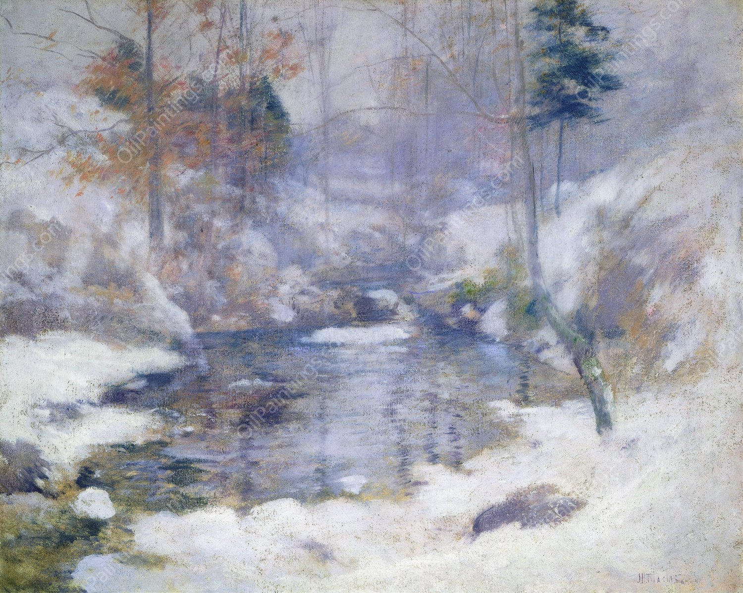 Winter Harmony  by John Henry Twachtman - Hand-Painted Oil Painting Reproduction