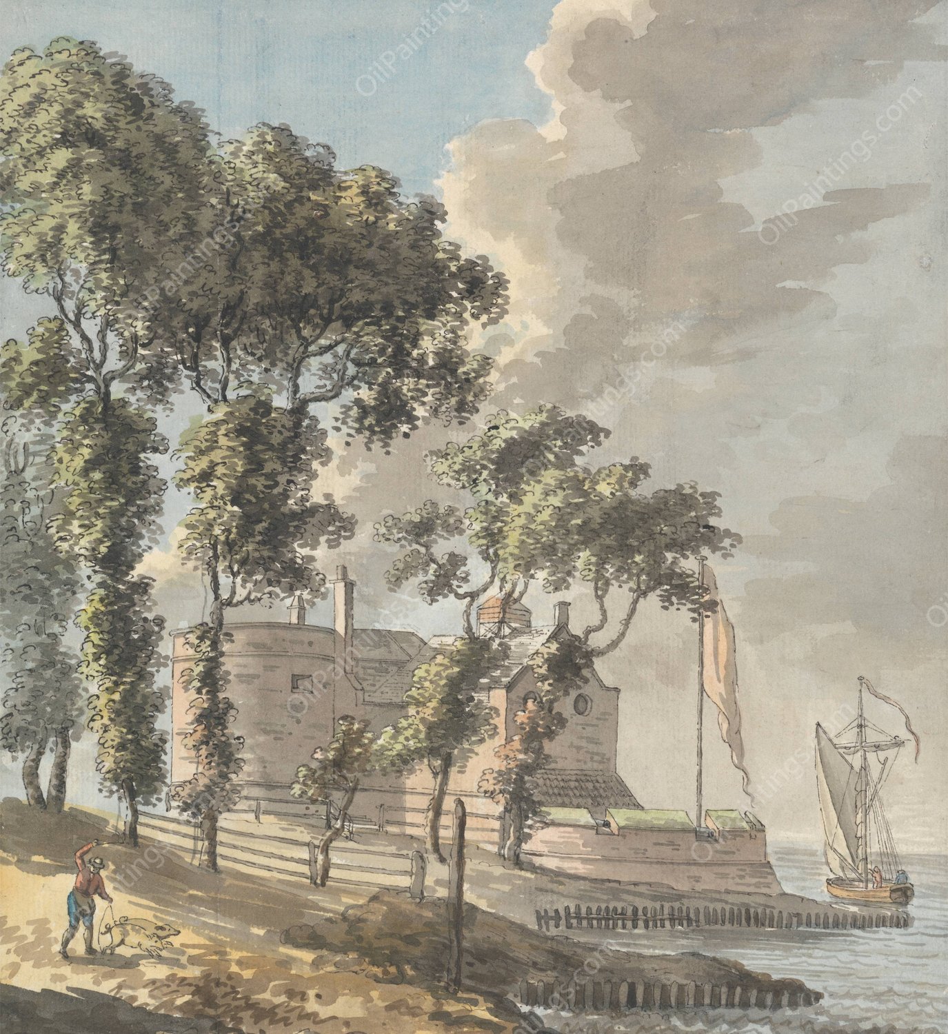 Cowes Castle, Isle of Wight by John Inigo Richards - Hand-Painted Oil Painting Reproduction