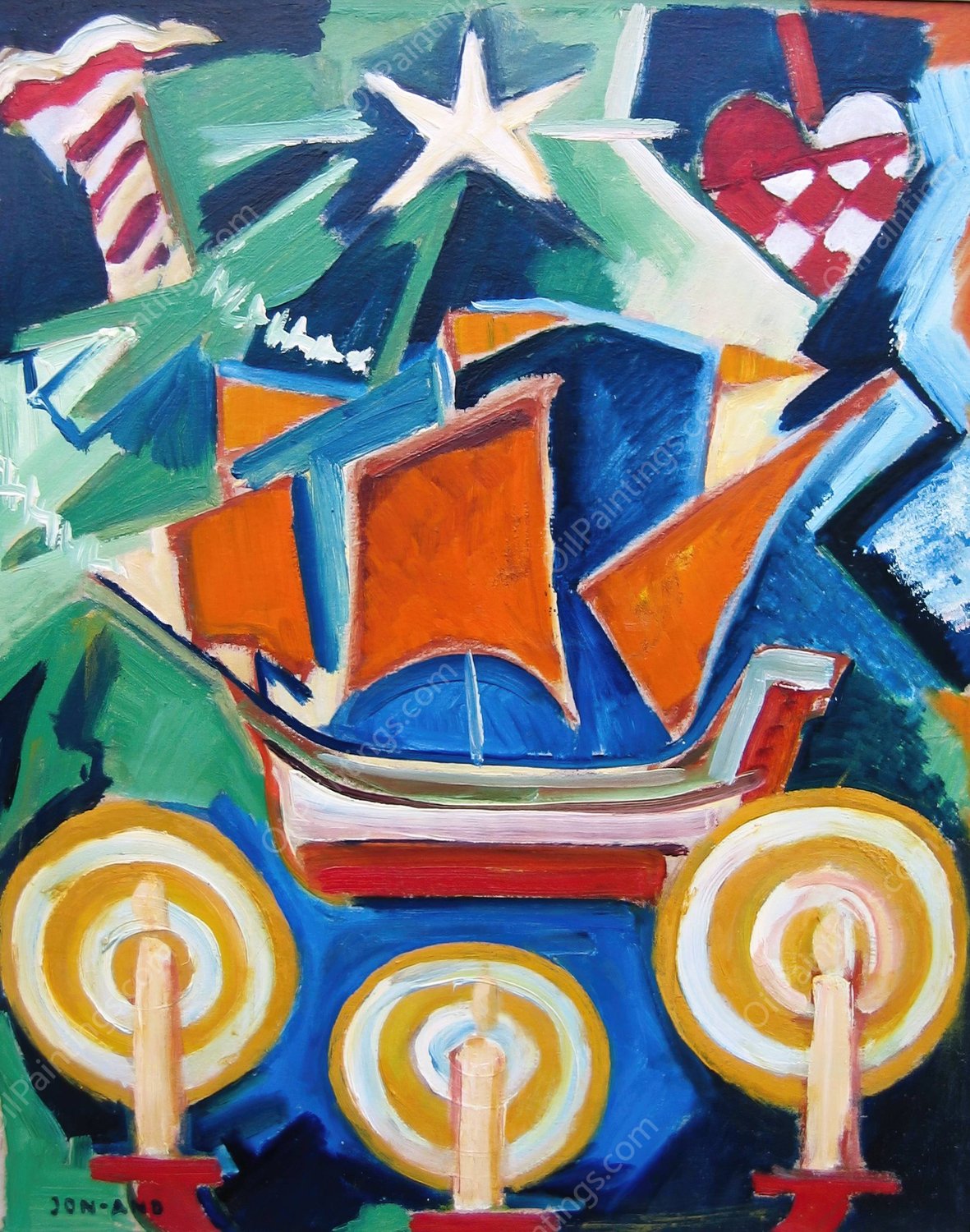 Skepp Ljus Och Stjarnor by John Jon-And - Hand-Painted Oil Painting Reproduction