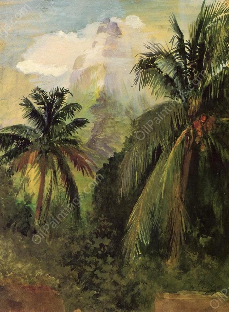 Early Morning, Uponohu, Looking South Towards Peak of Maua Roa by John La Farge - Hand-Painted Oil Painting Reproduction