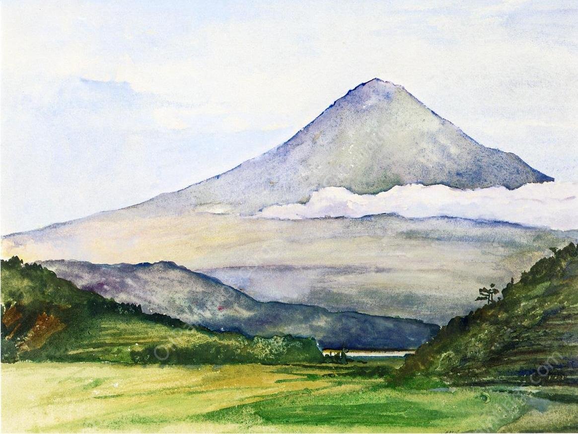 Mountain of Fuji-San from Fuji-Kawa by John La Farge - Hand-Painted Oil Painting Reproduction