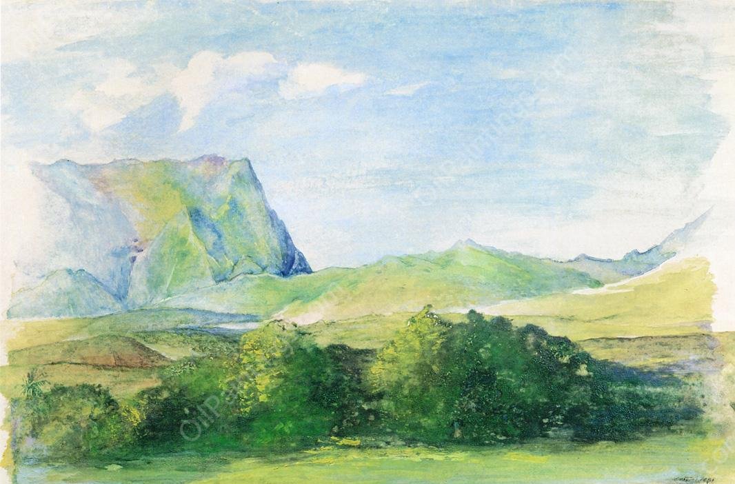 The Aora, Looking South from Papeete, Tehiti, May 29th, Noon, near Consulate, Opposite Entrance to Queen Marau's by John La Farge - Hand-Painted Oil Painting Reproduction