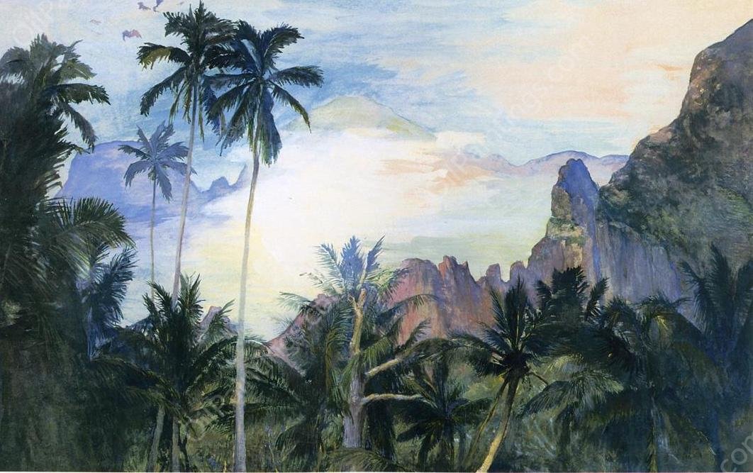 The End of Cook's Bay, Island of Moorea, Society Islands. 1891, Dawn by John La Farge - Hand-Painted Oil Painting Reproduction