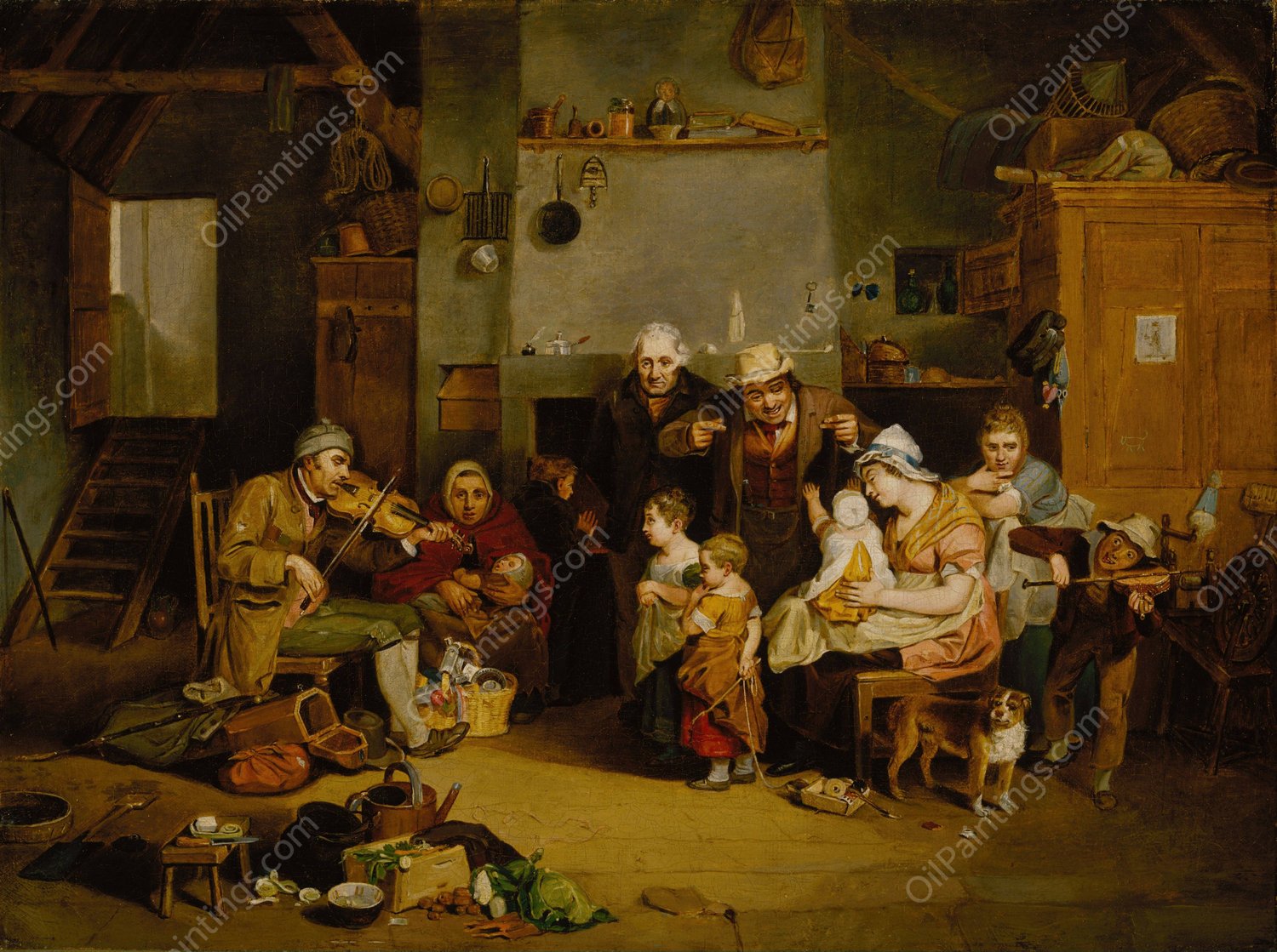 Blind Fiddler  by John Lewis Krimmel - Hand-Painted Oil Painting Reproduction