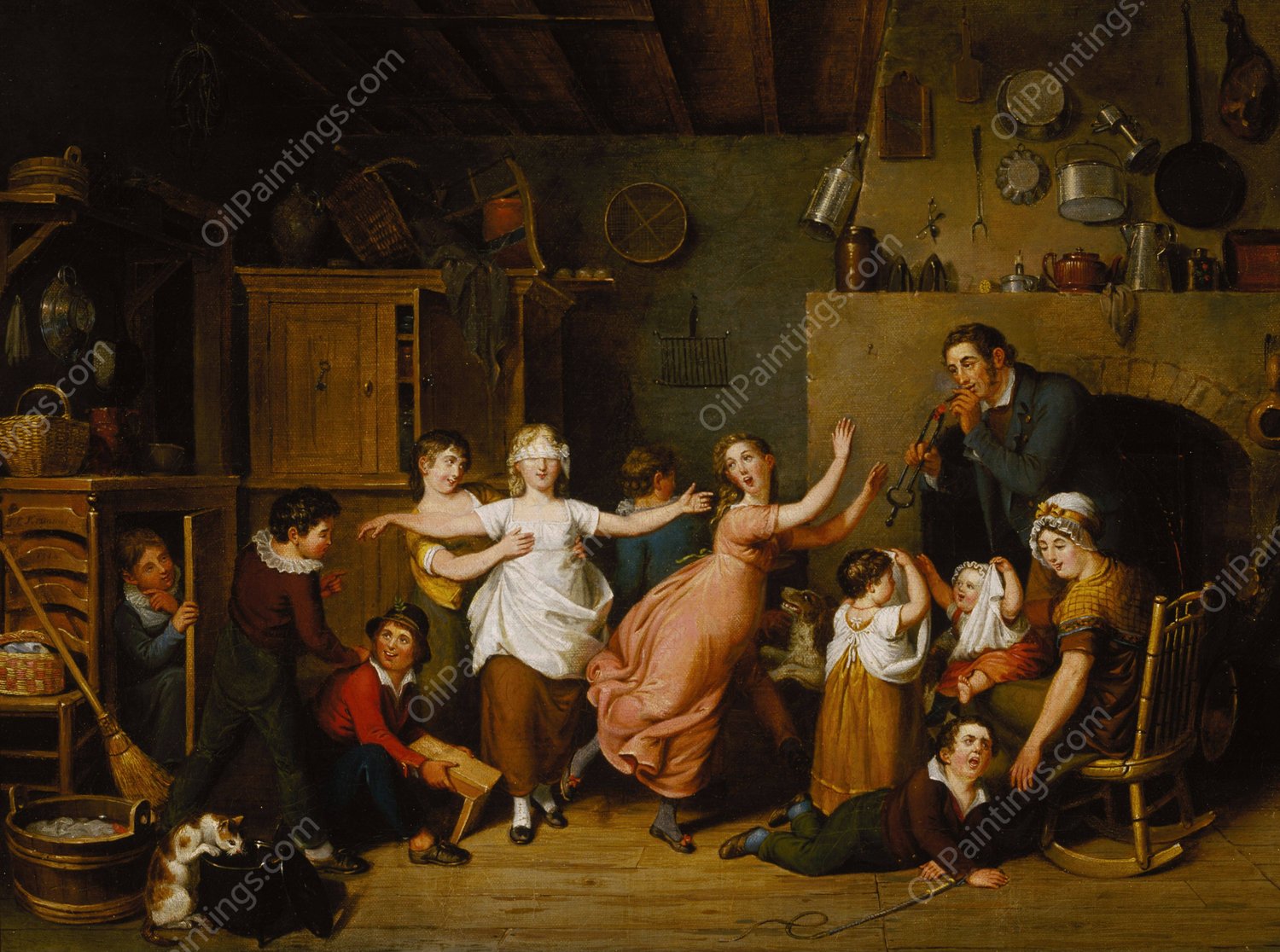 Blind Man's Buff  by John Lewis Krimmel - Hand-Painted Oil Painting Reproduction