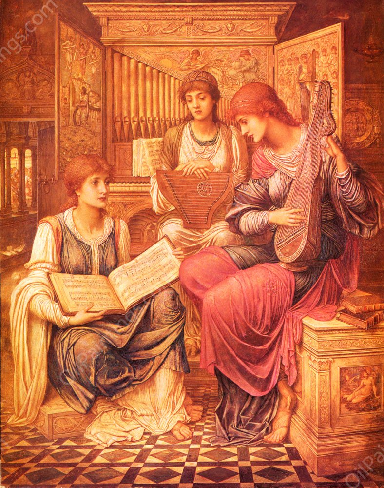 The Music of a Bygone Age by John Melhuish Strudwick - Hand-Painted Oil Painting Reproduction