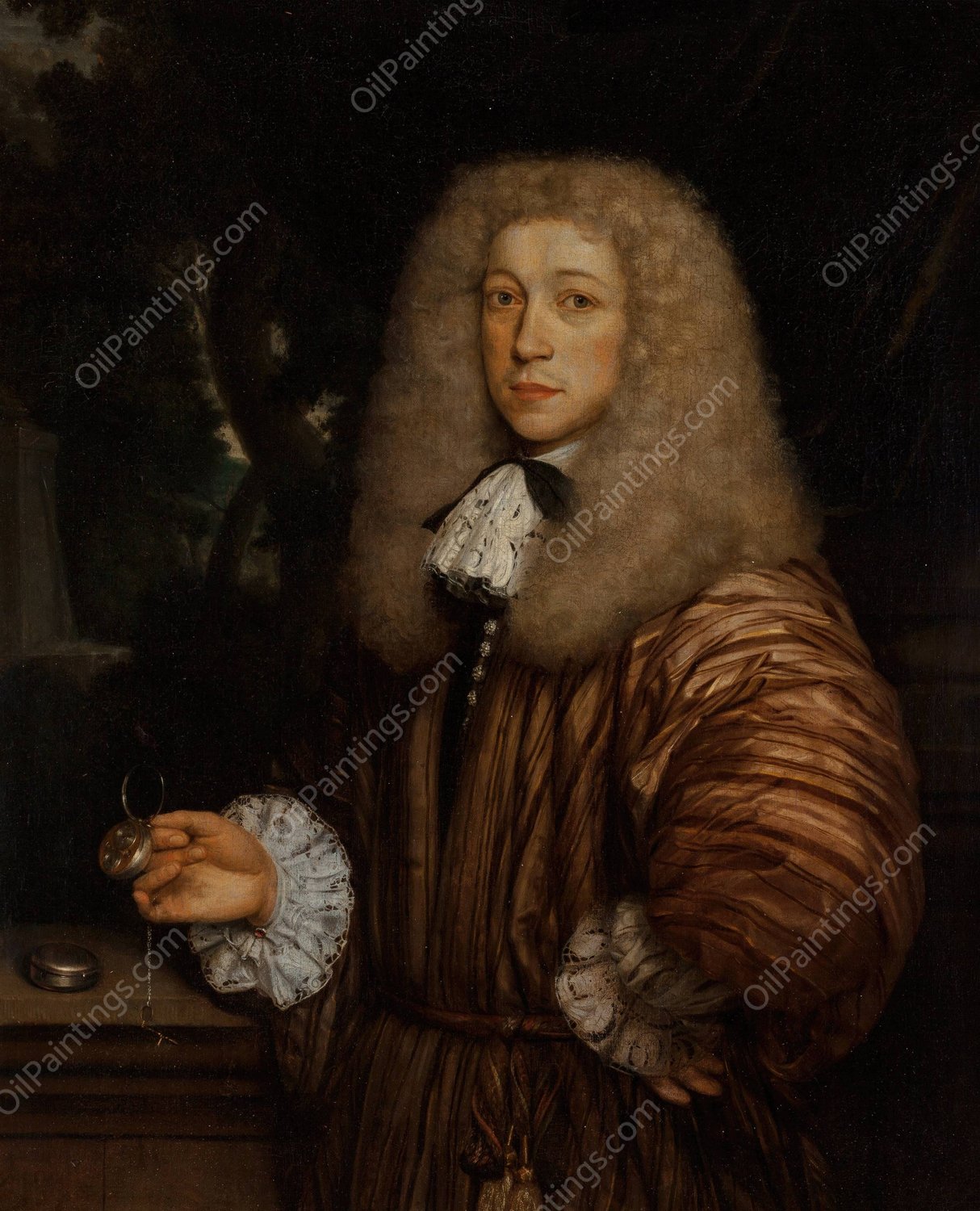 Gentleman with Watch by John Michael Wright - Hand-Painted Oil Painting Reproduction