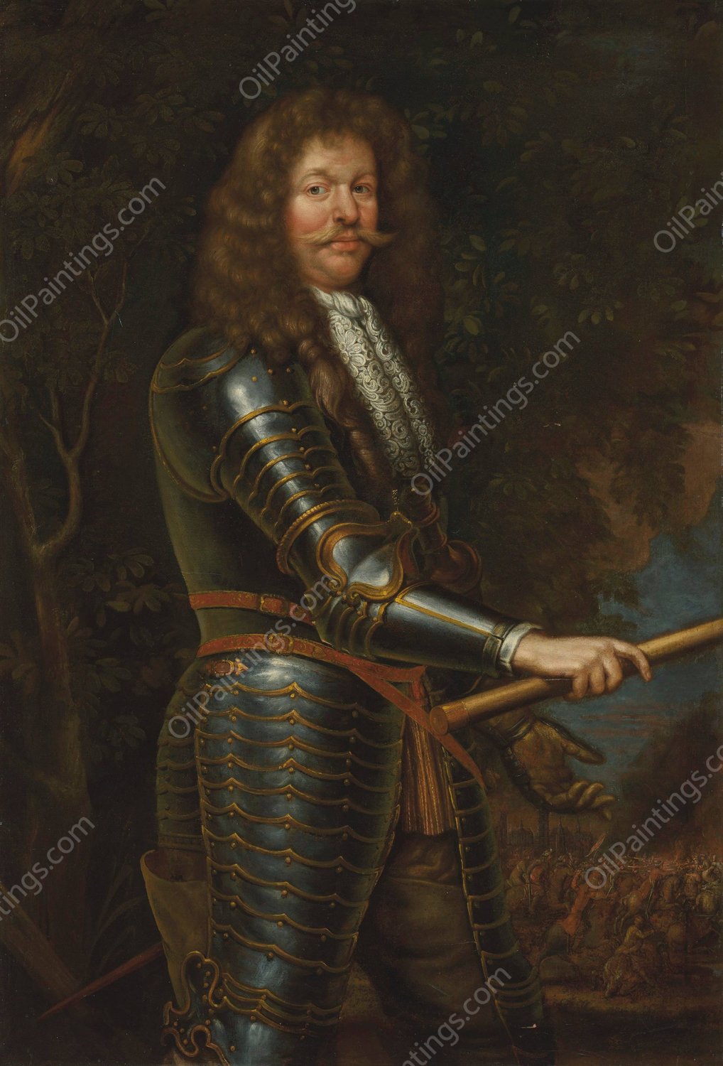 Portrait of a man in armour by John Michael Wright - Hand-Painted Oil Painting Reproduction