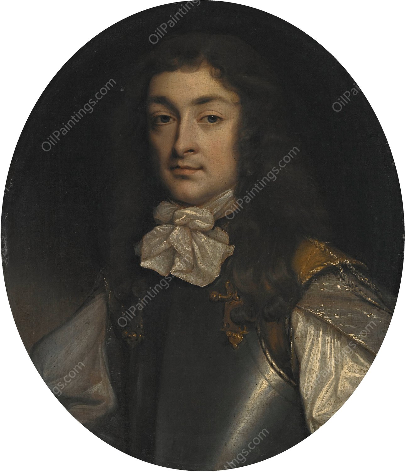 Portrait of An Officer by John Michael Wright - Hand-Painted Oil Painting Reproduction