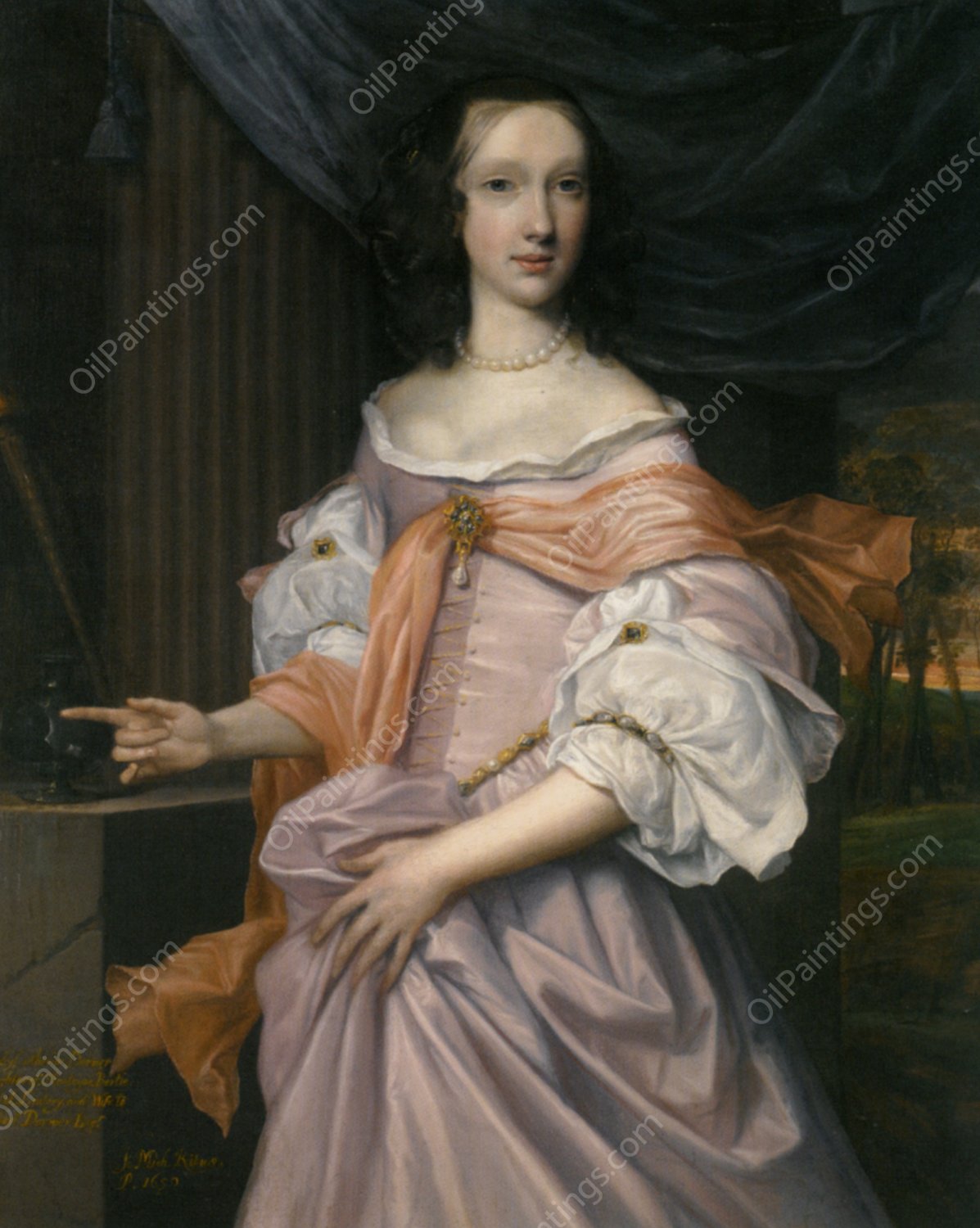 Portrait of Lady Catherine Dormer by John Michael Wright - Hand-Painted Oil Painting Reproduction