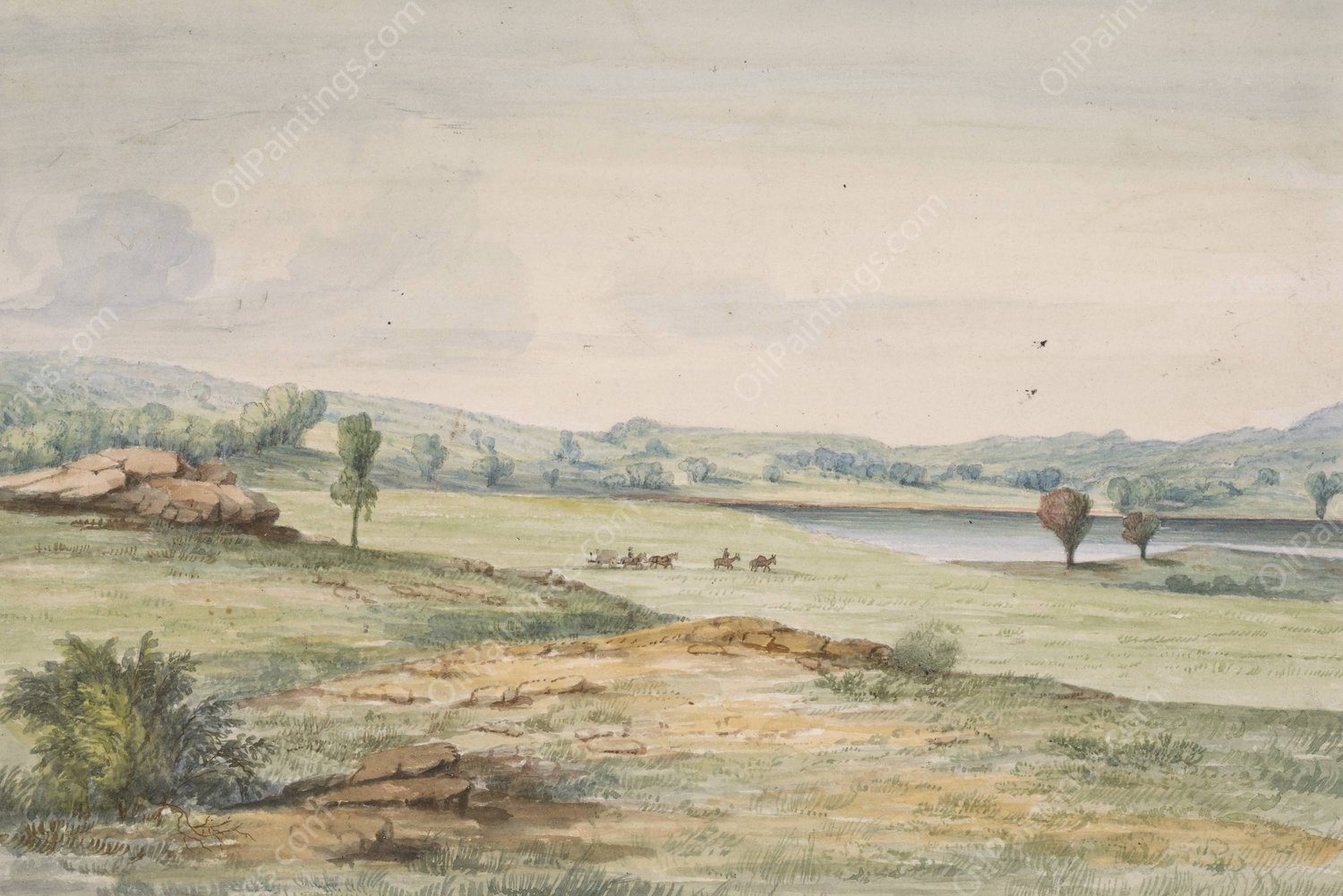 Sauk River  by John Mix Stanley - Hand-Painted Oil Painting Reproduction