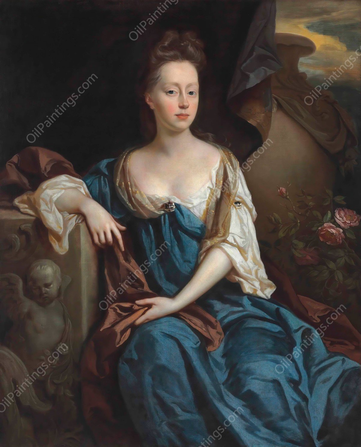 Portrait of Anne Sherard, Lady Brownlow  by John Riley - Hand-Painted Oil Painting Reproduction
